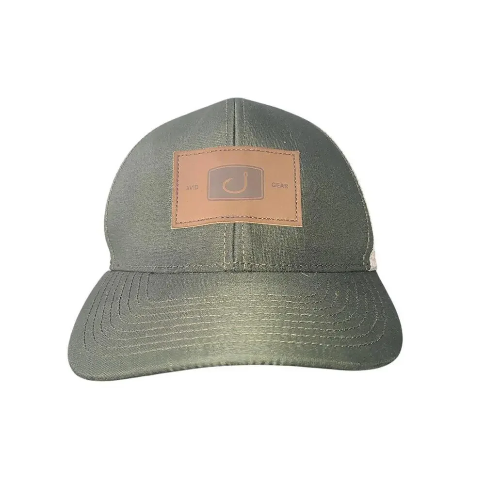 Avid Olive Green Trucker Hat with Leather Patch - Used - Picture 2 of 8